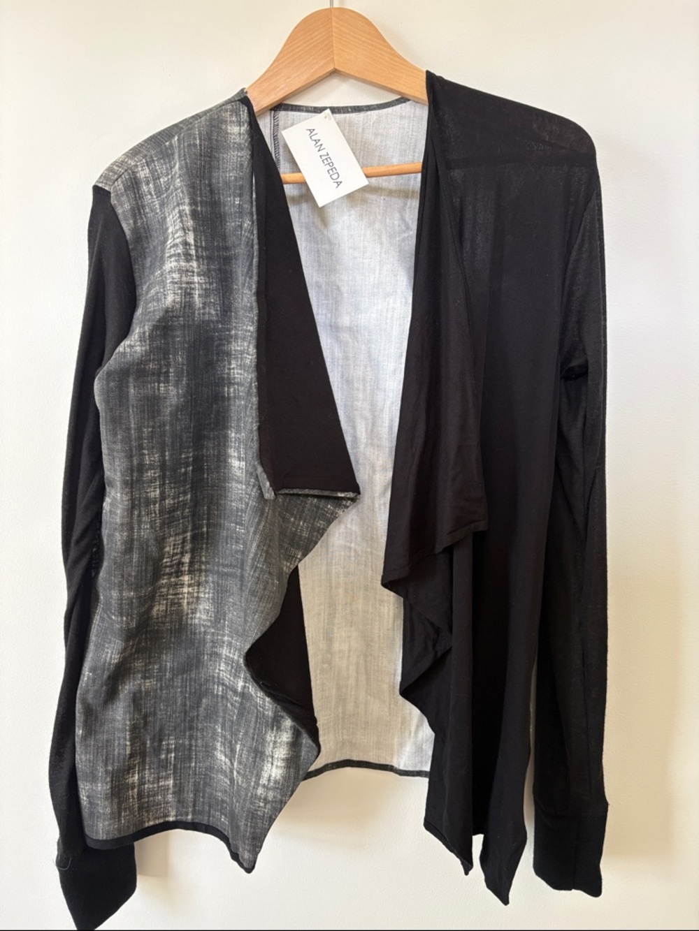 Alan Zepeda Two-Tone Draped Open-Front Blazer